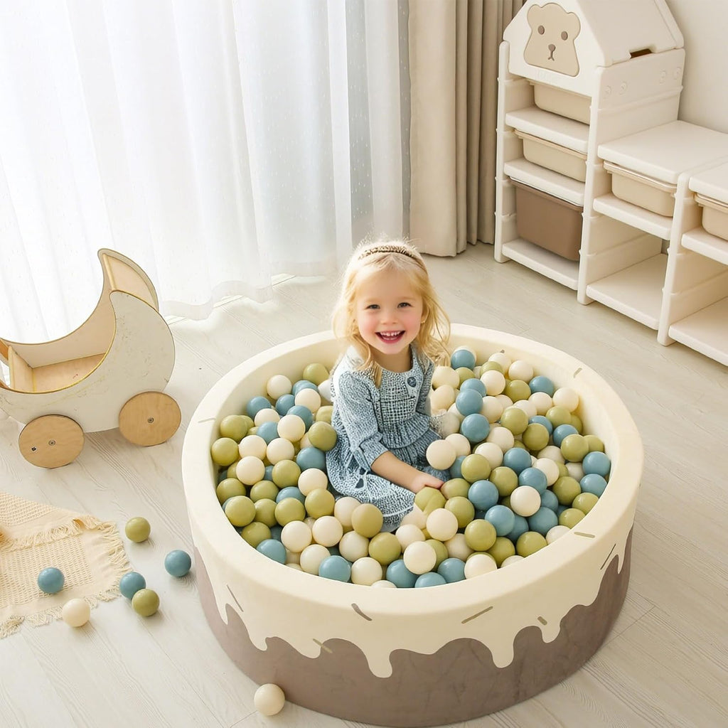 GOGOSO Balls for Ball Pit - Plastic Ball for Toddlers 1-3, Baby Kids Ball Pool Decoration,Creamy Green+Creamy Blue+ Soft White,200pcs