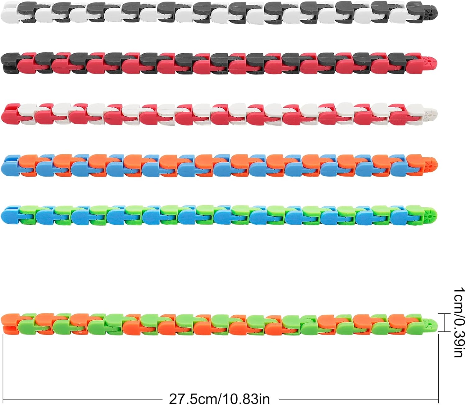 18 Pack Wacky Tracks Snap and Click Fidget Toys Finger Sensory Toys, 24 Links Snake Puzzles for Stress Relief, Party Bag Fillers, Party Supplies