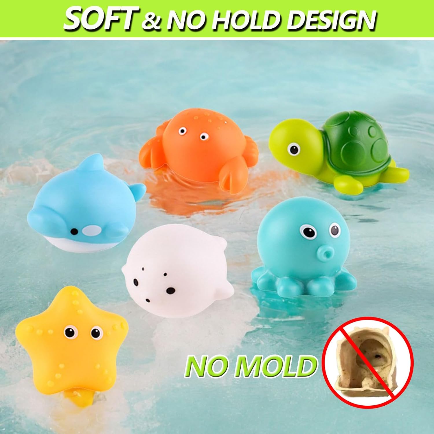 Bath Toys for Babies 6-12 Months+, Wind-up Ducks Bath Toys for Kids Ages 1-3, No Hole Ocean Animal Floating Pool Toys, Watering Can Fishing Net Water Toys for Toddlers
