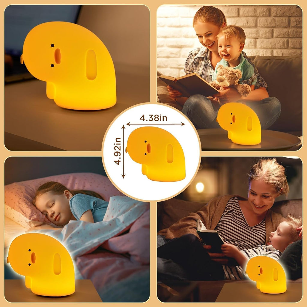 Cute Duck Lamp, Fun Lying Flat Animal Night Light - LED Squishy Novelty Duck/Chicken/Pig/Rabbit/Panda for Kids, Toddlers, Nursery - Touch Kawaii Room/House Decor