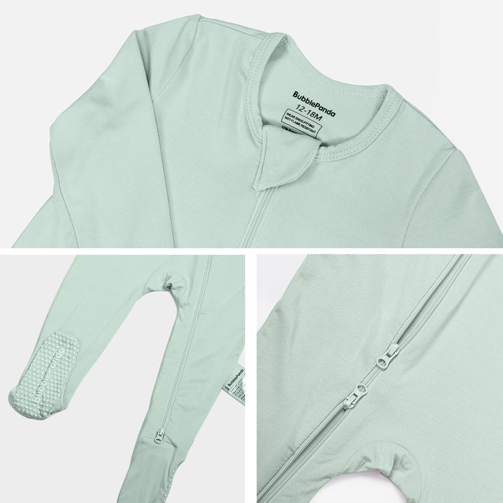 BubblePanda Rayon Made From Bamboo Baby Pajamas Baby Clothes for Boys Girls Unisex Zip-Front Non-Slip Onesie Sleeper