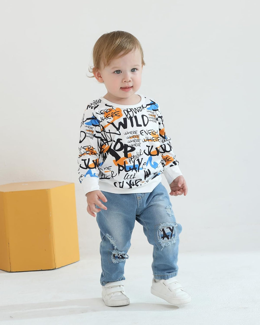 Toddler Baby Boy Outfits Fall Winter Clothes Color Block Long Sleeve Sweatshirt Tops + Jogger Pants Set 2PCS