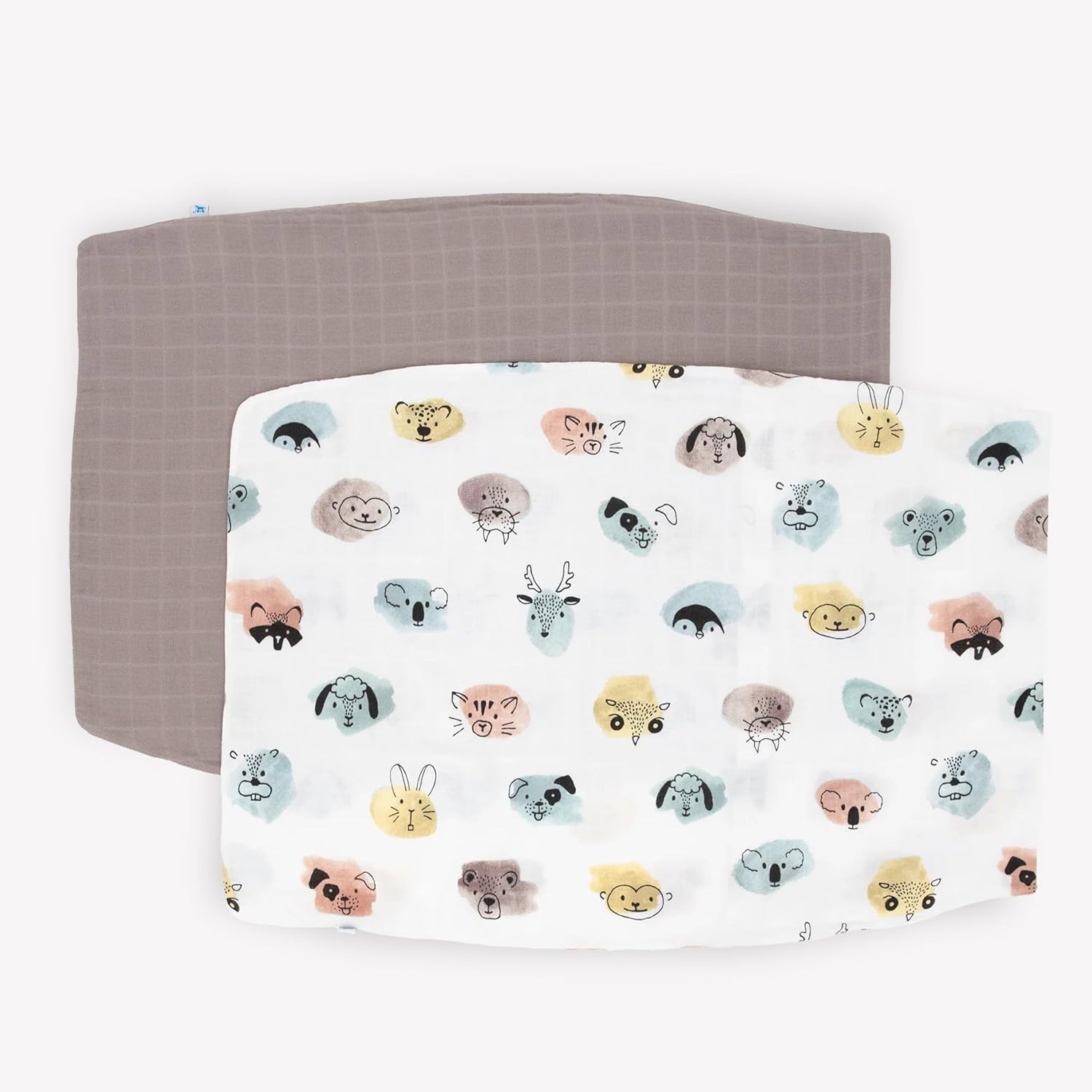 Little Unicorn Standard Pillowcase 2 Pack | Super Soft & Breathable Muslin Fabric | Snug Envelope Closure (Watercolor Critters)