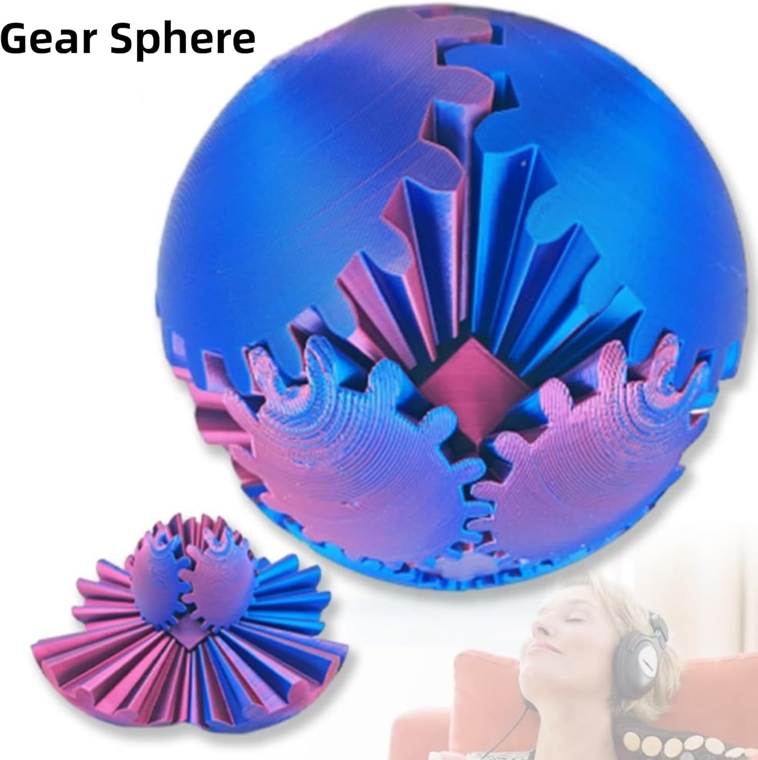Gear Sphere, Gear Ball 3D Printed Gear Ball Spin Ball OR Cube Fidget Toy, Gear Ball Fidget Toy, Gear Sphere Desk Toy, Fidget Ball for Stress and Anxiety Relaxing, Into Any Shape You Want