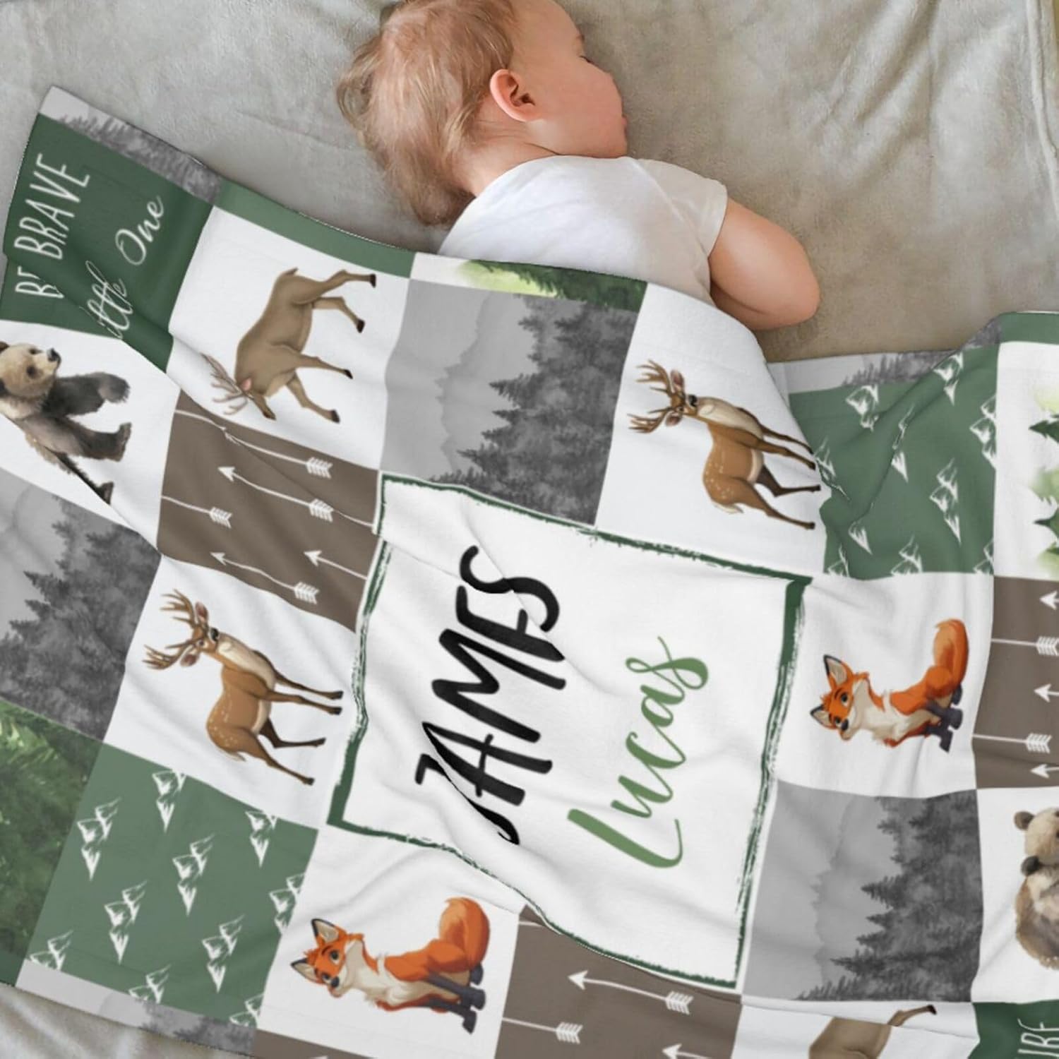 Personalized Baby Blanket - Custom Baby Blanket for Boys with Name for Kids Personalized Baby Boy Gift for Christmas Birthday Baby Shower Customized Blanket for Newborn Toddlers Stroller Blanket