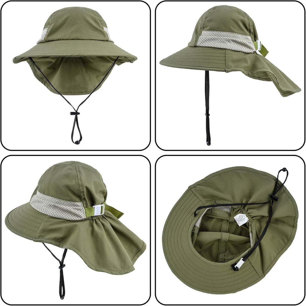 Toddler Baby Sun Hat Kids Summer UPF 50+ for Boys Girls Adjustable Beach Hats with Bucket Wide Brim Age 1-7 Years