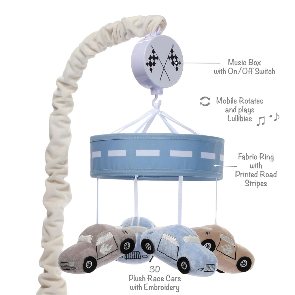 Lambs & Ivy Little Racer Musical Car/Transportation Baby Crib Mobile Soother Toy