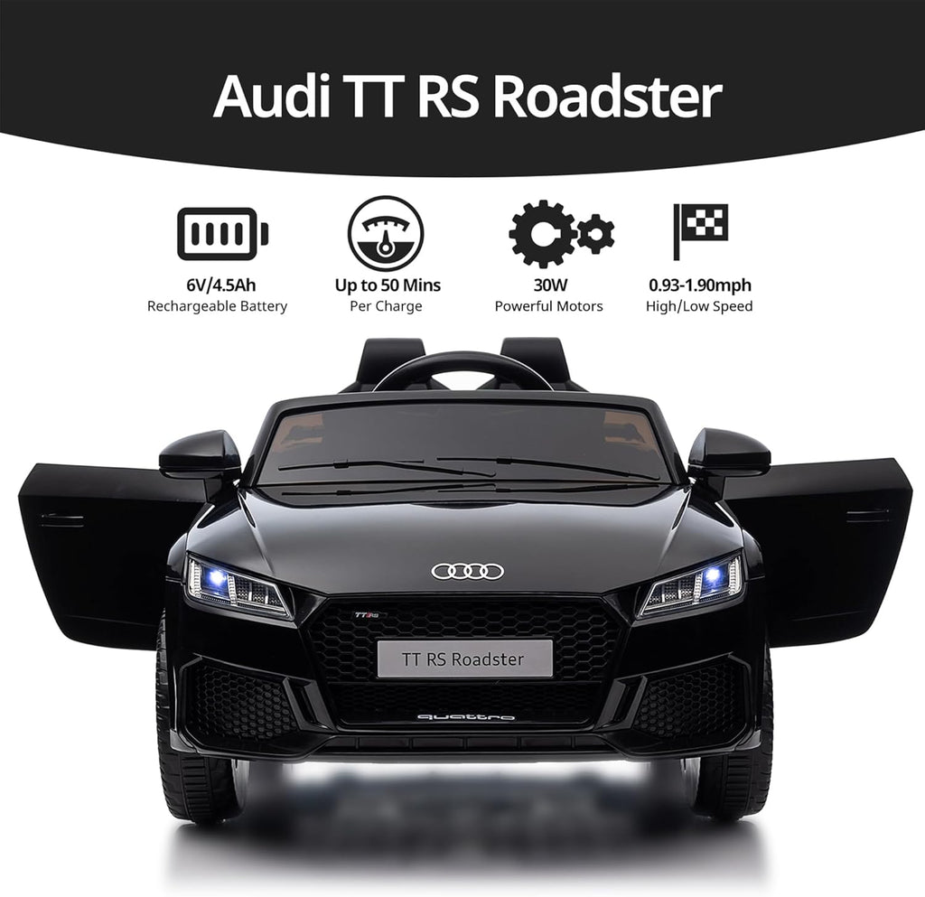 Kids Electric Car, Licensed Audi 6V Kids Ride on Toy Car for Toddlers with Remote - Black