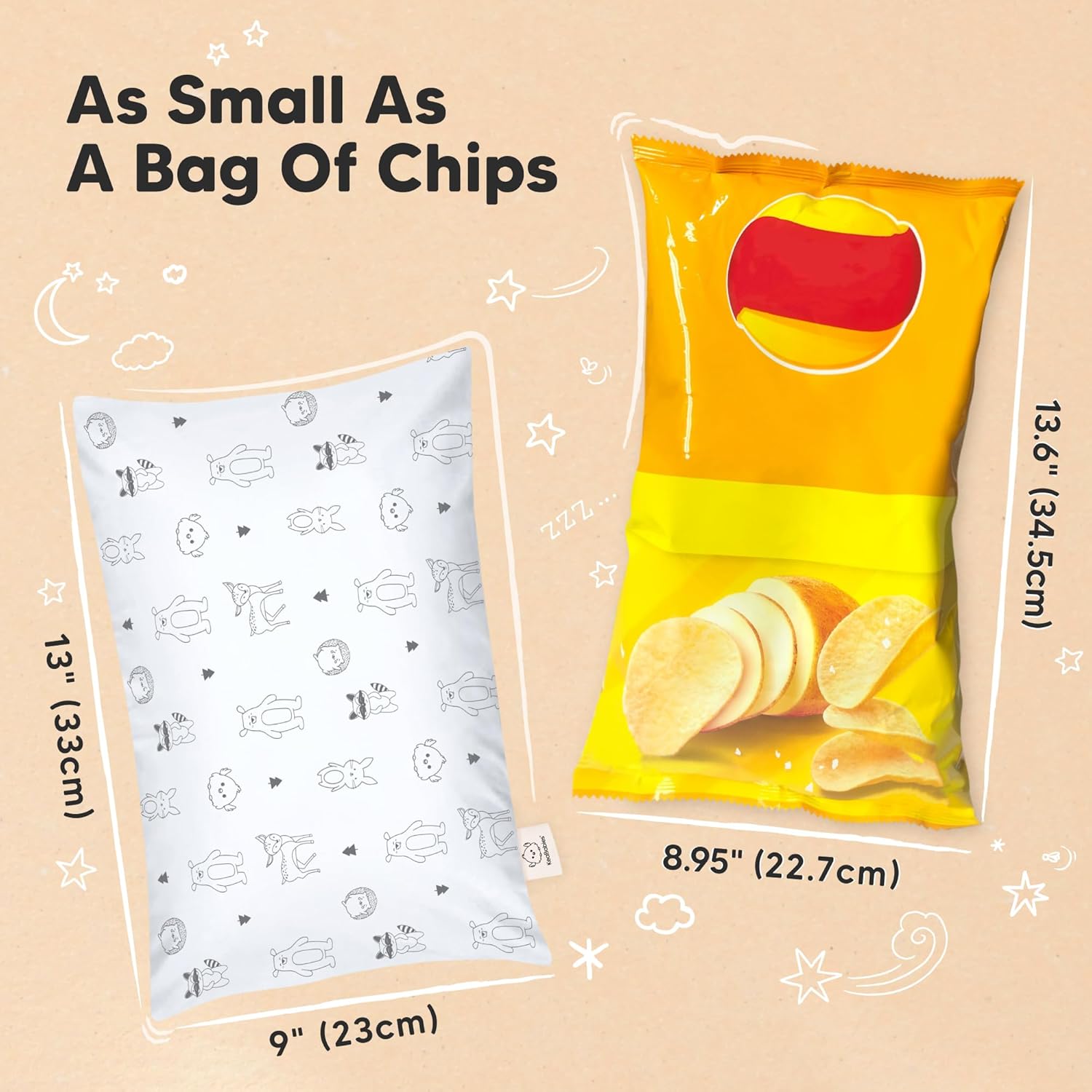 Mini Toddler Pillow with Pillowcase - 9x13 My Little Dreamy Travel Kids Pillow for Sleeping, Toddler Bed, Small, Tiny, Organic Cotton Pillowcase, Soft & Breathable, Kids 2-4 Years Old (KeaFriends)