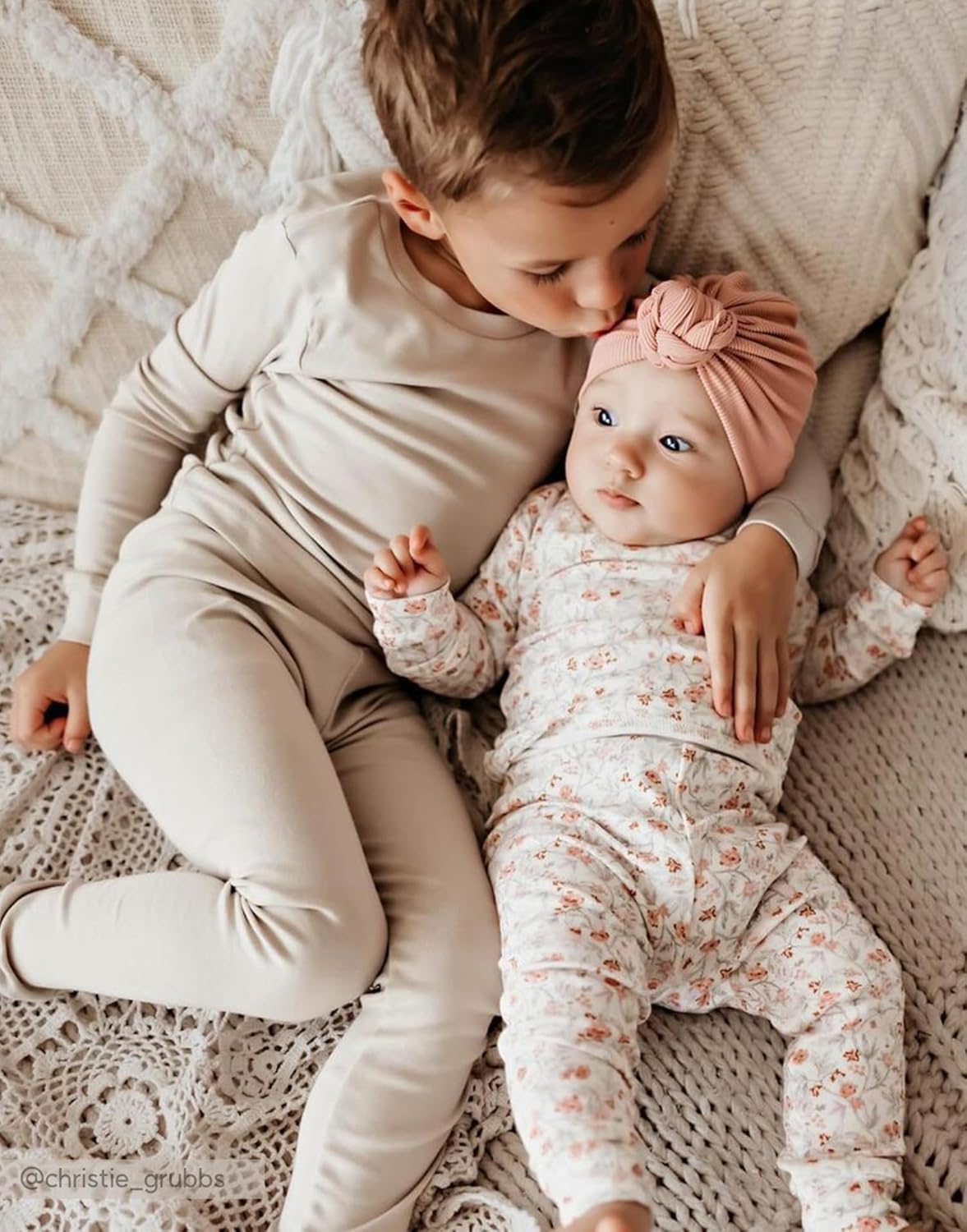 moimoln 6M-8Y Modal Cotton Solid Soft Breathable Baby Toddler Boys Girls Snug fit Pjs Long Sleeve Pajamas Set Sleepwear Daily