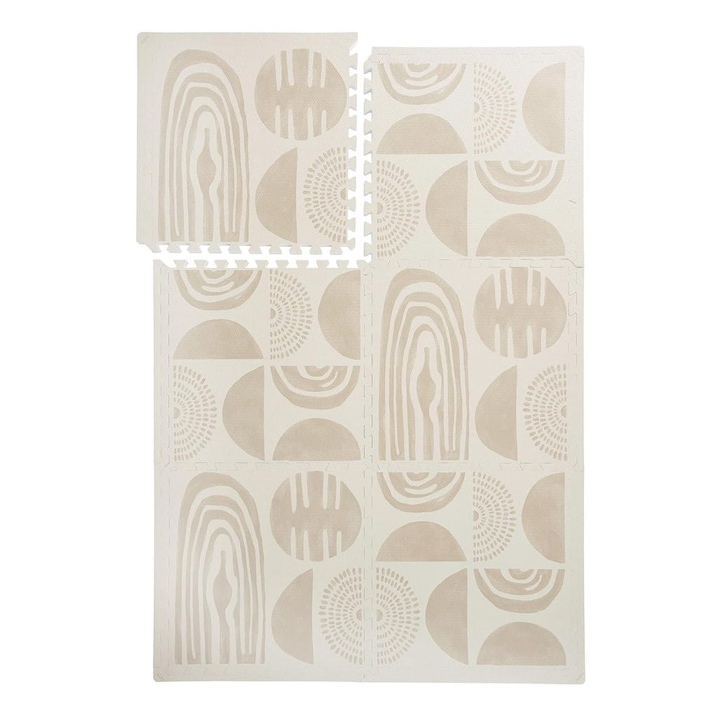 Premium Exercise & Baby Foam Play Mats - Stylish & Large Non-Toxic Odorless Floor Mat - 6 Tiles - Spacious 6ft x 4ft - Peel-Resistant Reinforced Ver.- Soft Thick, Waterproof - Desert Sand