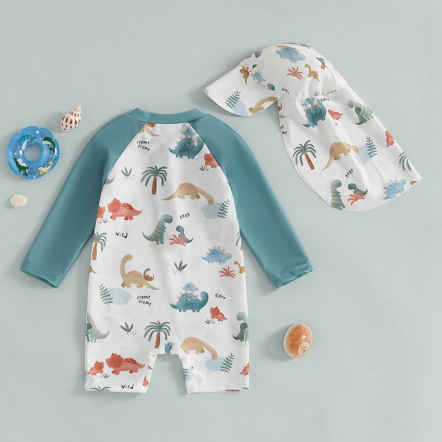 Hnyenmcko Baby/Toddler Boy Rash Guard Swimsuit Long Sleeve One Piece Zipper Swimwear Sunsuit Infant Bathing Suit Beachwear