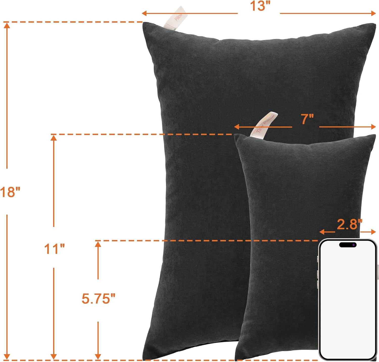 NTBAY Tiny Pillows, Down Alternative 7"x11" Microfiber Mini Pillow for Travel, Pets, Soft Machine Washable Small Pillows for Neck, Wrist, Lumbar and Knee, Black
