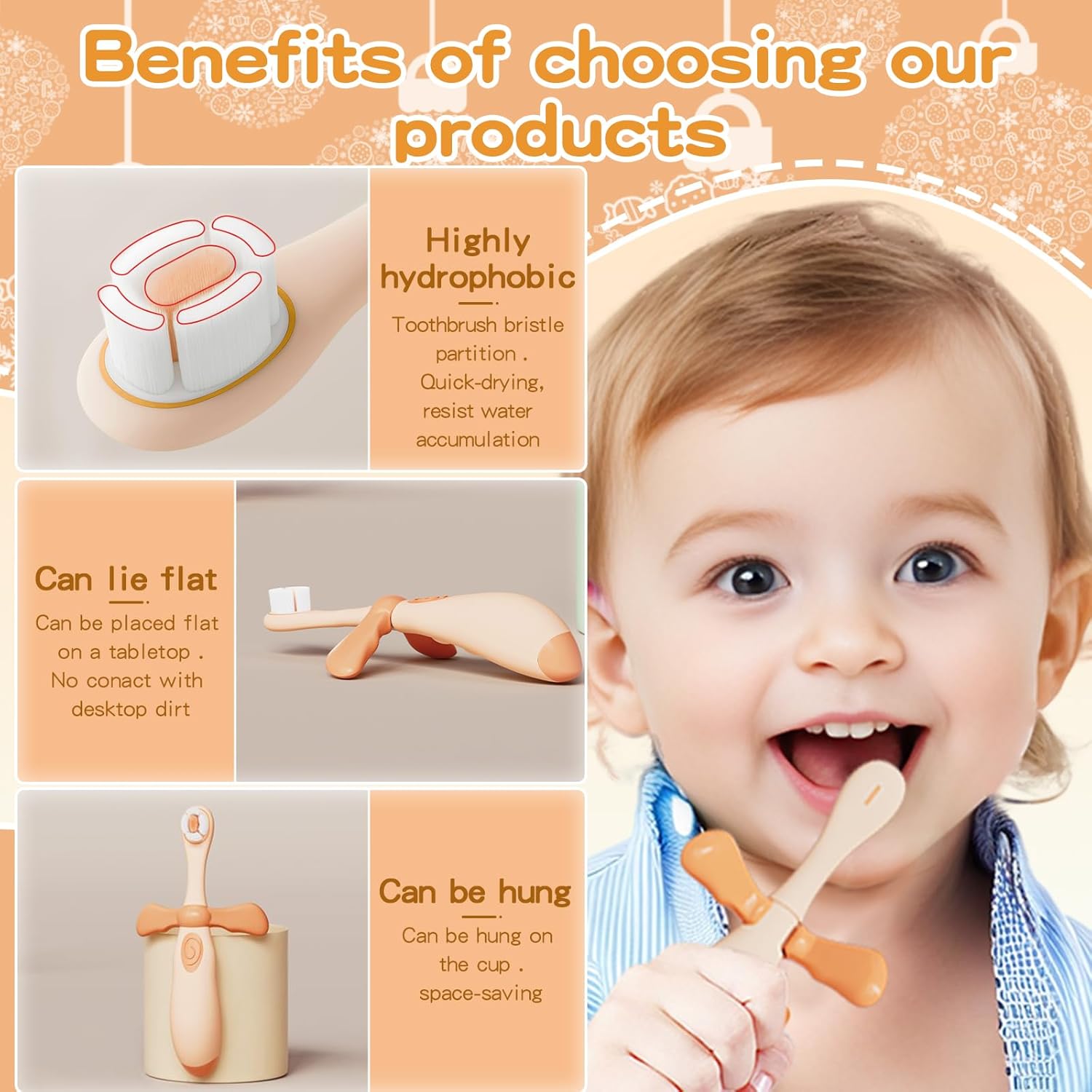 Kids Toothbrushes 2 Pack,Soft Bristle Toothbrushes for Baby 1-3 Years Old Cute Dinosaur Toothbrush for Toddlers Baby's First Training Toothbrush Anti-Strike Throat Not Easy to Shed Bristles