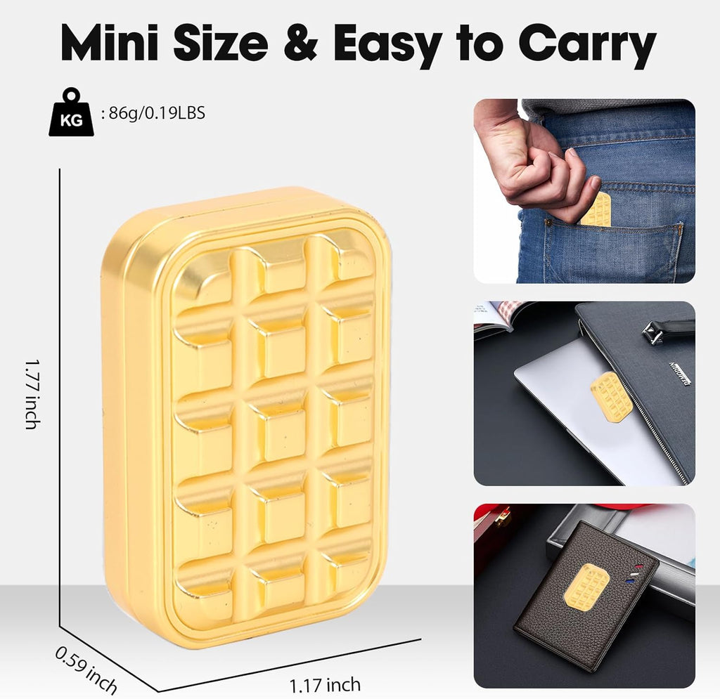 Fidget Slider for Adults - Brick Slider Metal Fidget Toys, Anxiety/ADHD/Annoy Relieving EDC Metal Fidget, Stress Reducing Toy - Gift for Adults & Teen (Gold)