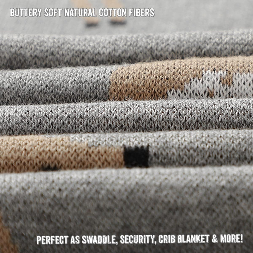 Knit Baby Swaddle Blanket - 100% Cotton Soft Cozy Receiving Swaddling Crib Stroller Quilt Blanket for Shower Gift Registry for Newborns, Infants, Toddlers, Unisex (Deer - Grey)