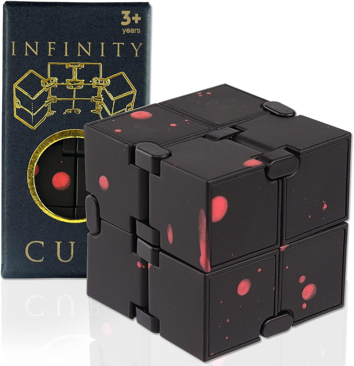 SMALL FISH Fidget Infinity Cube - Built-in Metal Never Ending Infinity Cube, Cool Sensory Infinite Fidget Toy for Stress and Anxiety Relief, Best for Adults and Kids with Autism,and ADHD (Black)