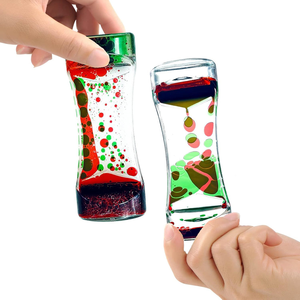 Liquid Motion Bubbler Timer Sensory Toys for Relaxation, Water Timer Fidget Toy for All Age, Motion Bubble Toy Sensory Play for Office Home (Red & Green, 1 Pack)