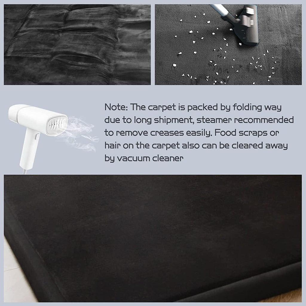 MAXYOYO Baby Play Mat, 1.2" Thick Memory Foam Soft Padded Carpet with Non-Slip Backing, 3x5 ft Japanese Tatami Rug Living Room for Kids, Toddler, Children, Nusery(Black)