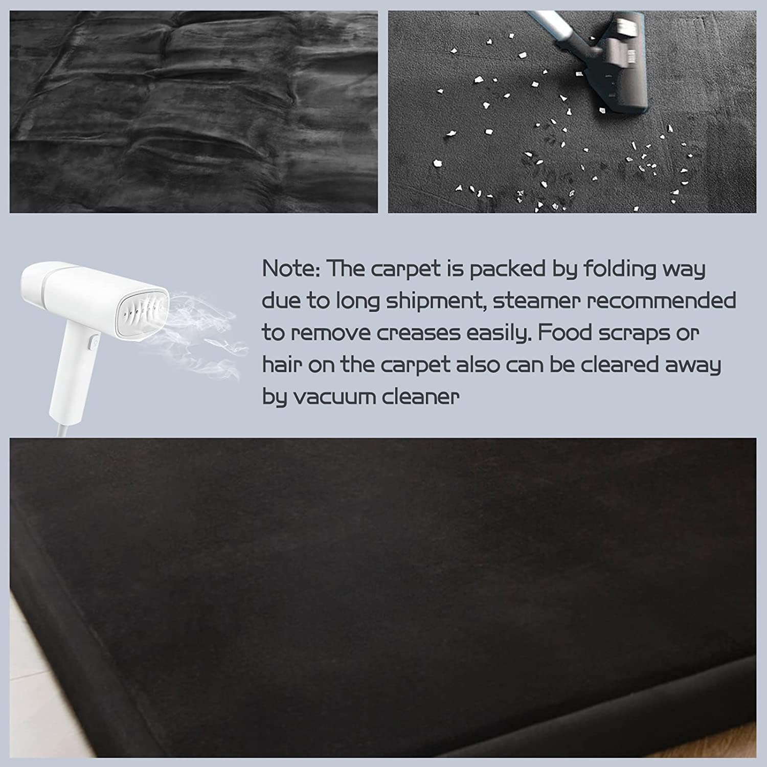 MAXYOYO Baby Play Mat, 1.2" Thick Memory Foam Soft Padded Carpet with Non-Slip Backing, 3x5 ft Japanese Tatami Rug Living Room for Kids, Toddler, Children, Nusery(Black)