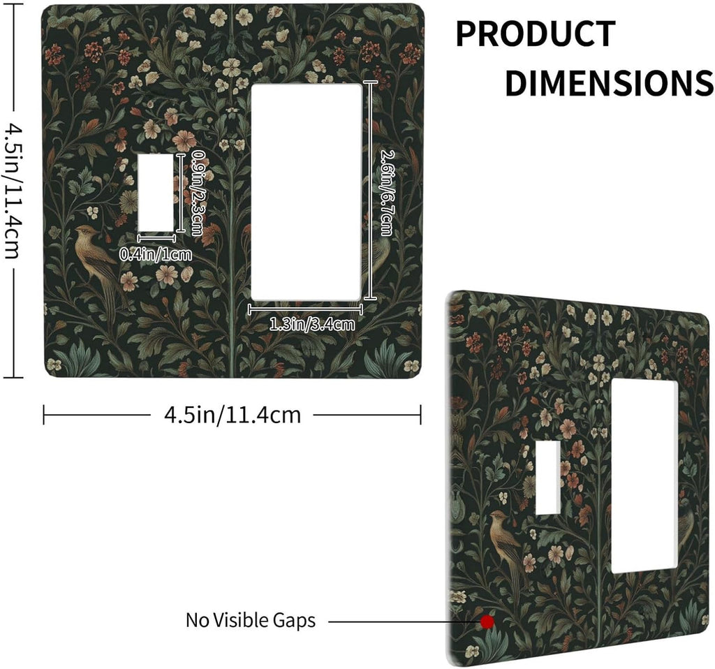 Outlet Covers Vintage Morris Colorful Flower Green Leaf 1 Toggle 1 Rocker Combination Decorative Wall Plate Electrical Switch Plates Light Switch Cover Plate For Bed Room Living Room Decor