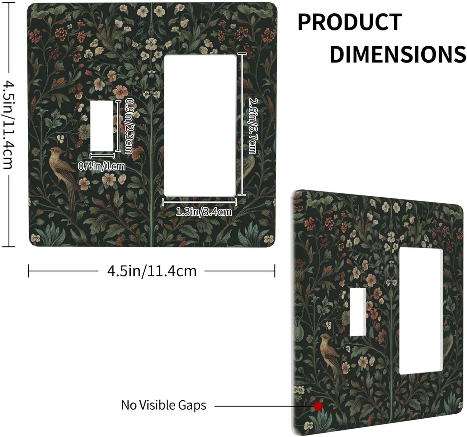 Outlet Covers Vintage Morris Colorful Flower Green Leaf 1 Toggle 1 Rocker Combination Decorative Wall Plate Electrical Switch Plates Light Switch Cover Plate For Bed Room Living Room Decor