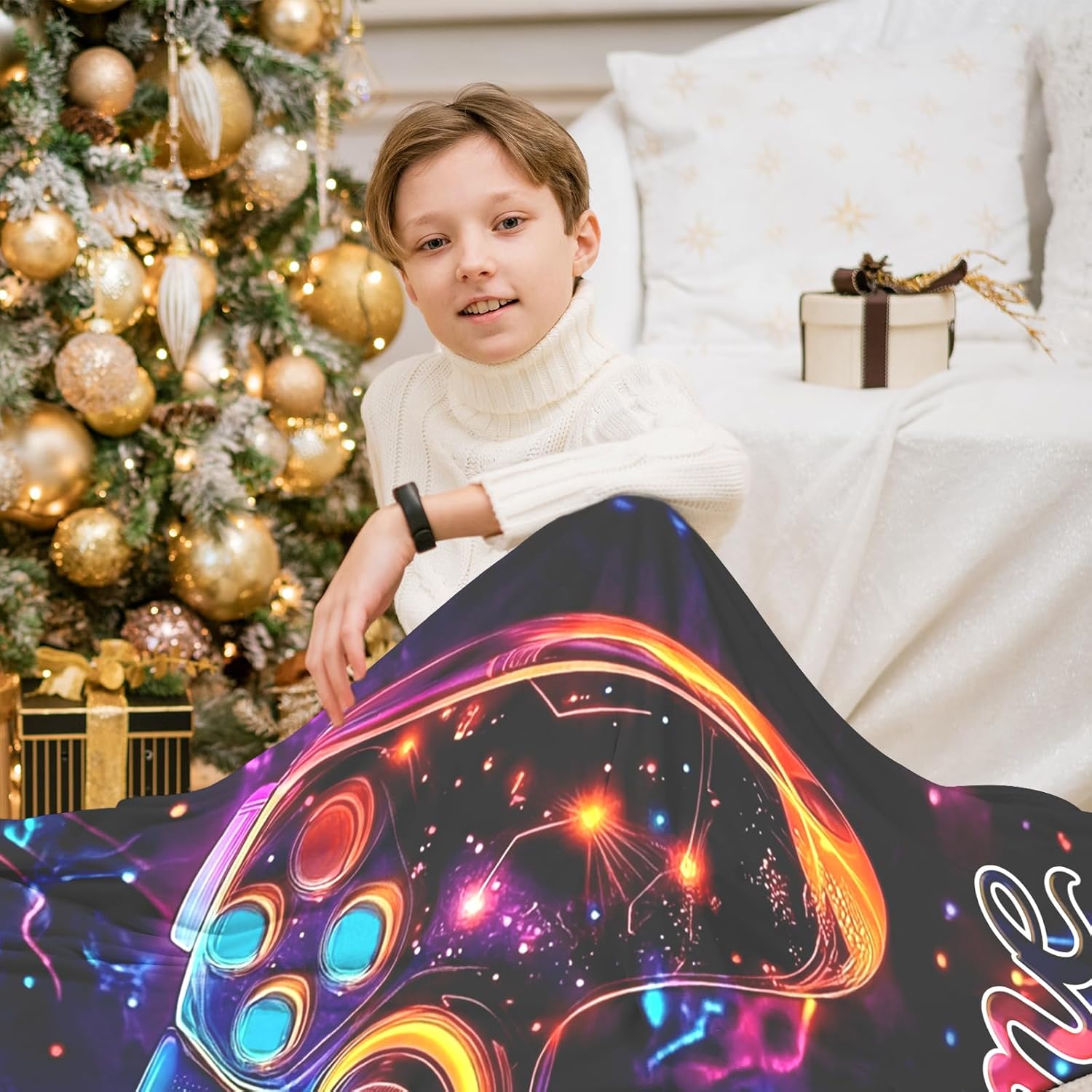 Ship Next Day, Custom Gaming Blanket - Printed in USA, Personalized Game Themed Blanket, Custom Name Blankets, Gift for Gamers Gaming Lover Enthusiasts, Birthdays, Holidays, Soft & Warm Throw