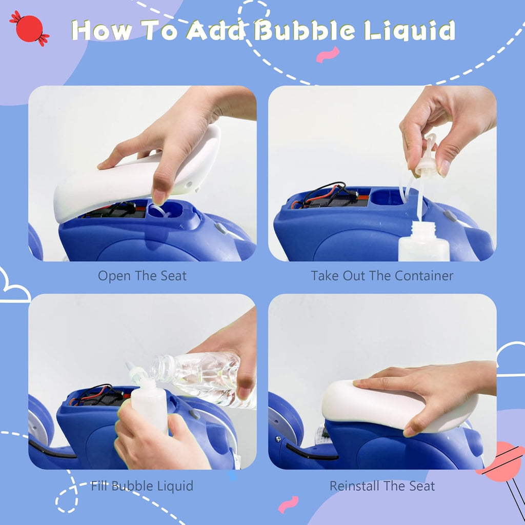 6V Electric Baby Balance Bike with Bubble Machine,4 in 1 Toddler Balance Bike w/Remote Control for 1 Year Old Boys Girls Kids Bubble Bike Ride on Toys w/Powered Motor,Music,LED Lights (Blue)