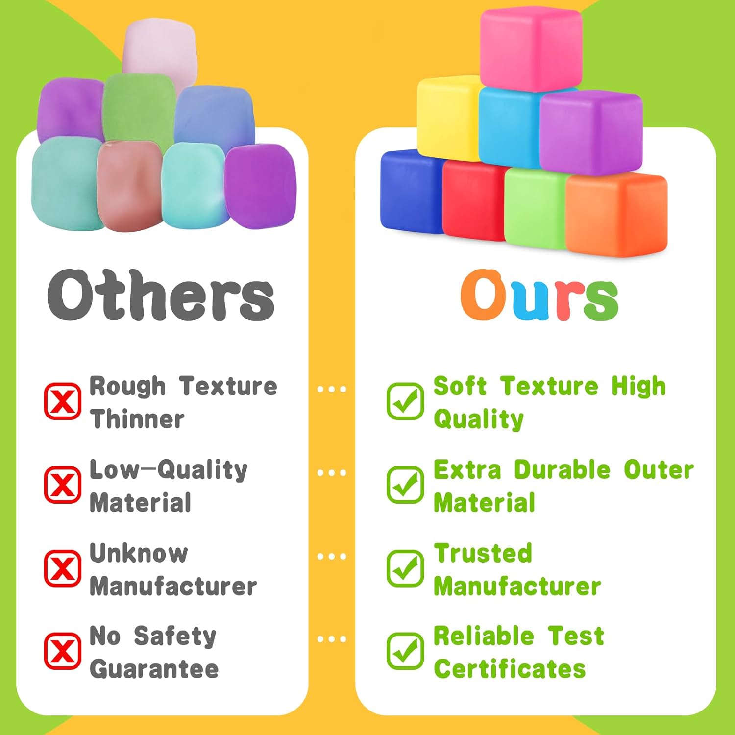 Fidget Toys Stress Cube, 24Pcs Stress Balls Bulk for Kids and Adult, Slow Rising Stress Ice Cube Stress Balls, Dough Stress Balls Soft Fidget Squishy Toys for Anxiety Relief, Square Ball (24PACK)