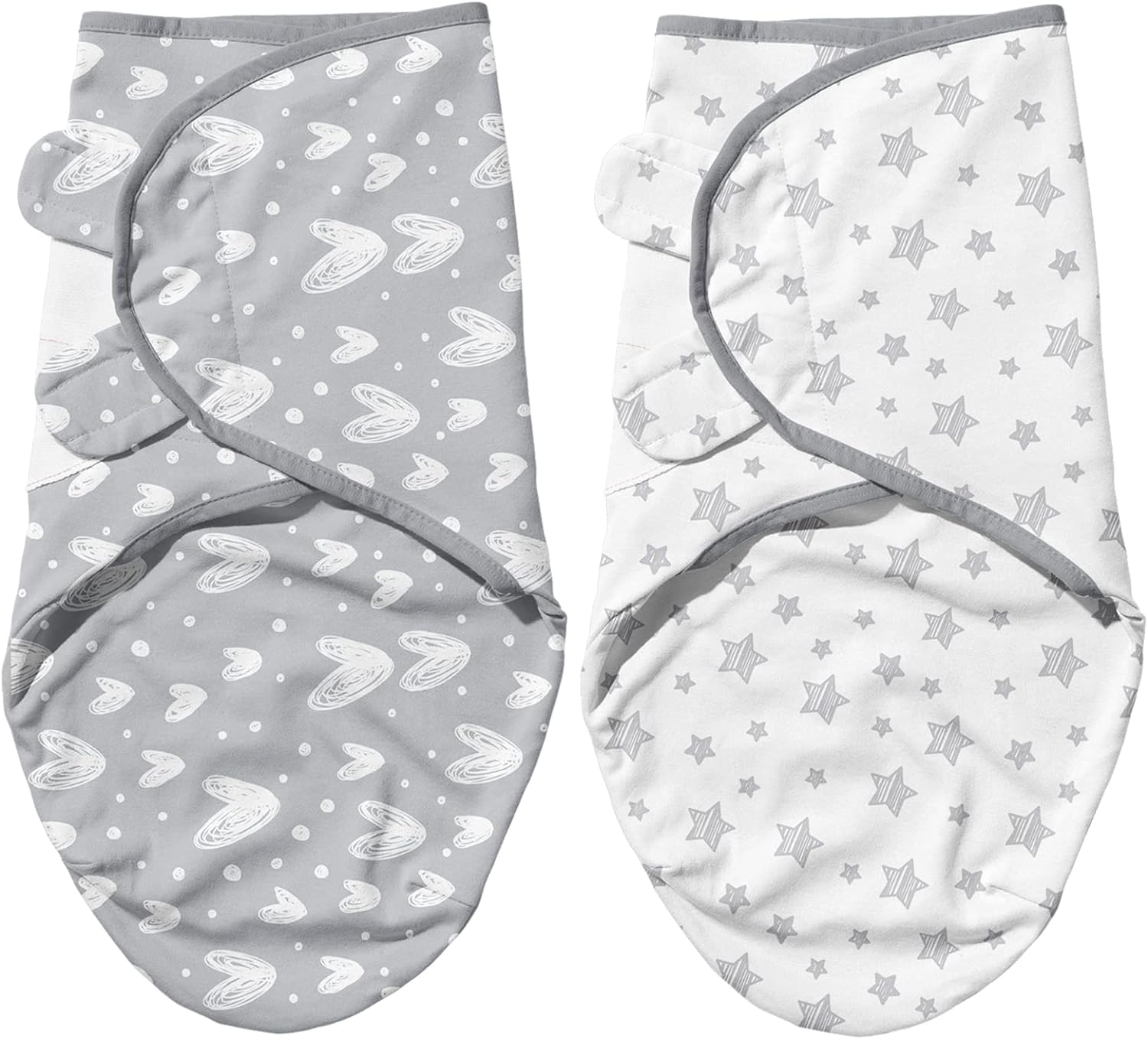 Biloban Baby Swaddle for Boys Girls, 3-6 Months, Cotton Blanket, Newborn Essentials, Lovely Grey Print, 2 Pack