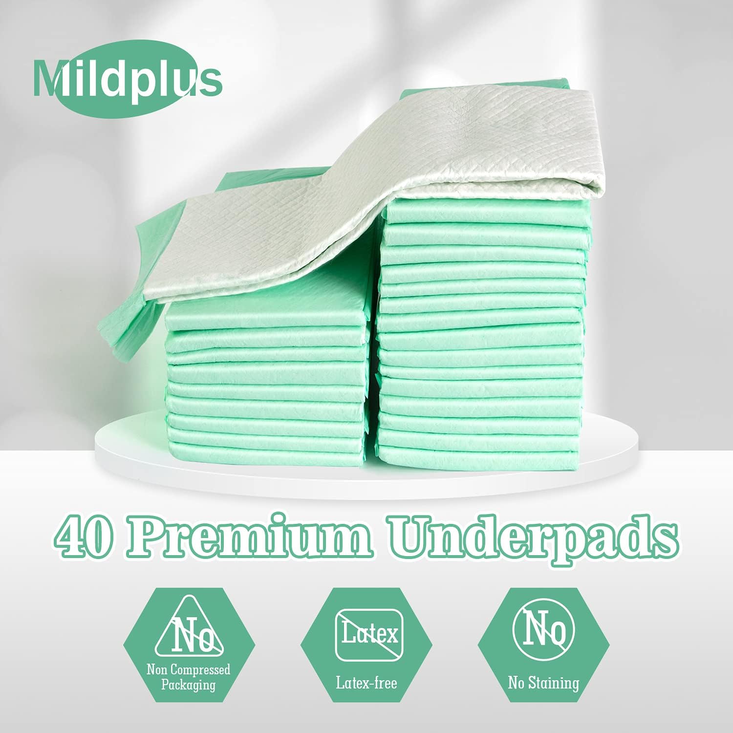 Disposable Underpads with Adhesive Tapes 23'' X 36'' Chucks Pads Heavy Absorbency Incontinence Pads, Waterproof Pee Pads, Thicker Chux Pads for Unisex Adult, Kids and Pet (40 Count)