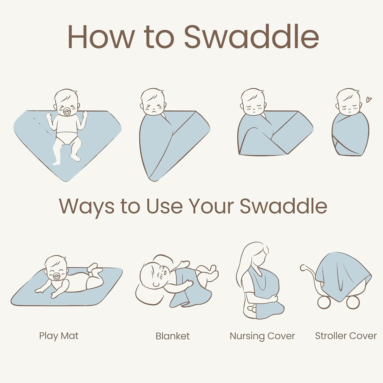 Konssy Knit Baby Blanket 2 Pack, Soft Ribbed Swaddle Receiving Blankets for Boys & Girls, Lightweight Cozy Swaddling Wrap for Newborns, Infants, & Toddlers, 33x42 Inch (Star,Blue)