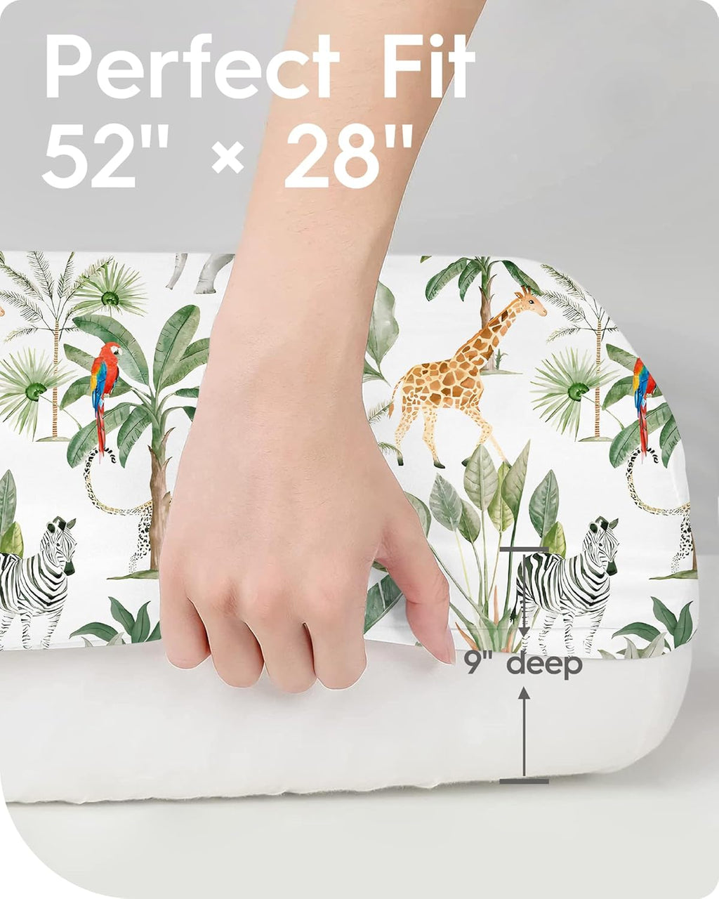 Premium Soft Crib Sheets for Boys, Ultra Breathable Crib Fitted Sheet, Super Stretchy Baby Bed Sheets 28''x52''x9'' Extra Deep Pocket