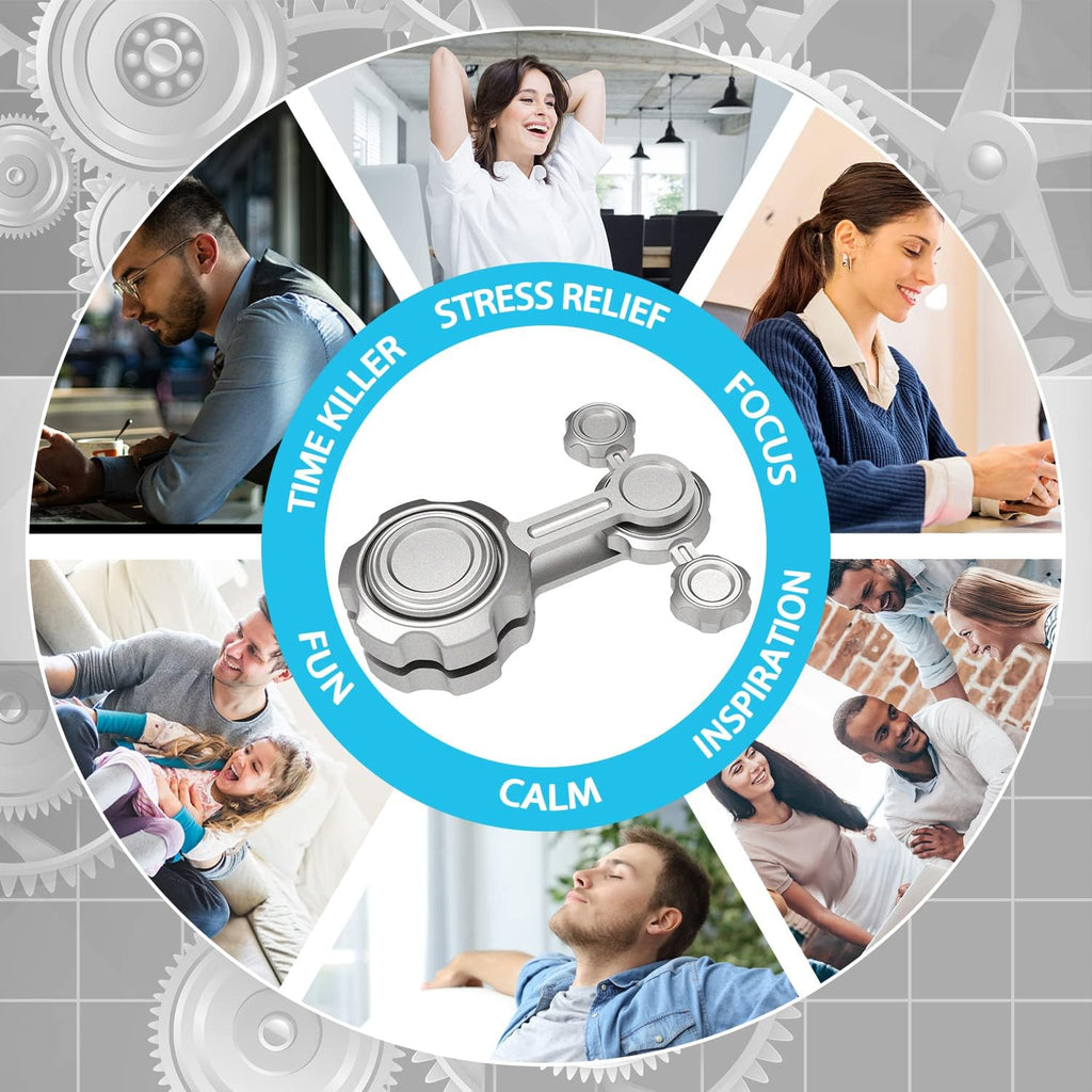 Cool Infinity Gear Gravity Fidget Spinner Metal Toy for Kids Adults, Chaos Flippy Fidget Chain Finger Hand Spinner Desk Toy, Small Gadget Stress Relief Fingertip Gyro Prizes Gift