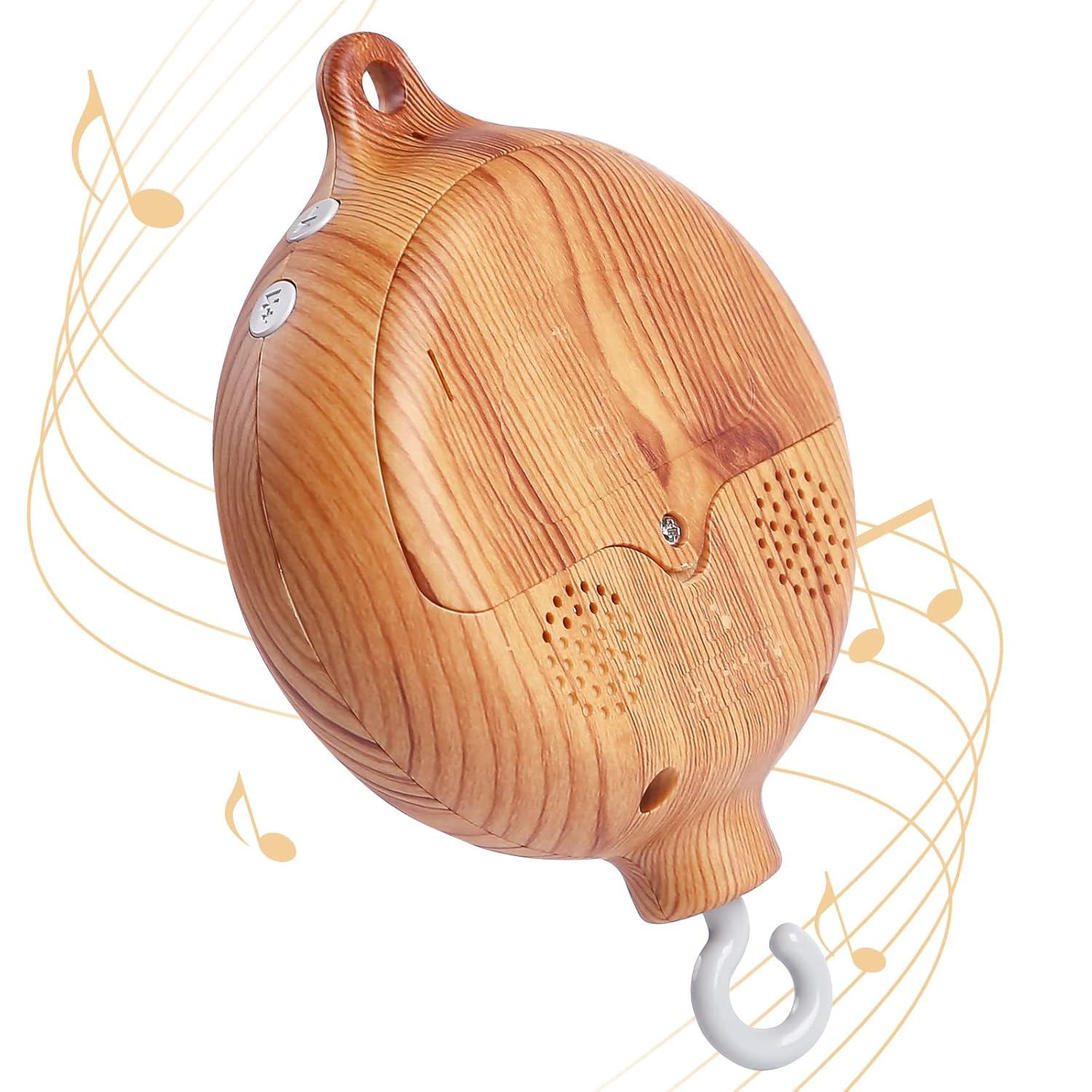 Baby Crib Mobile Musical Box - Mobile Rotary Music Box Imitation Wood - Music Box with Rotating Hook -Crib Mobile Motor Battery Operated Plays 12 Tunes Crib Toys Attachments (Without Arm)