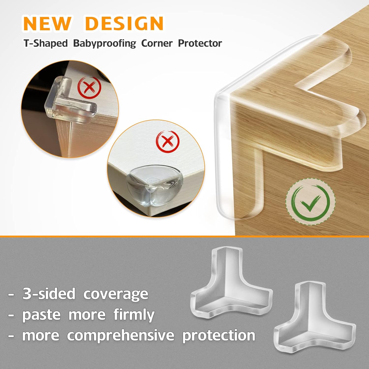 14 Pack Clear Corner Protectors, T-Shaped Table Edge Guards, Baby Safety Bumpers, Furniture & Sharp Corner Proofing Covers