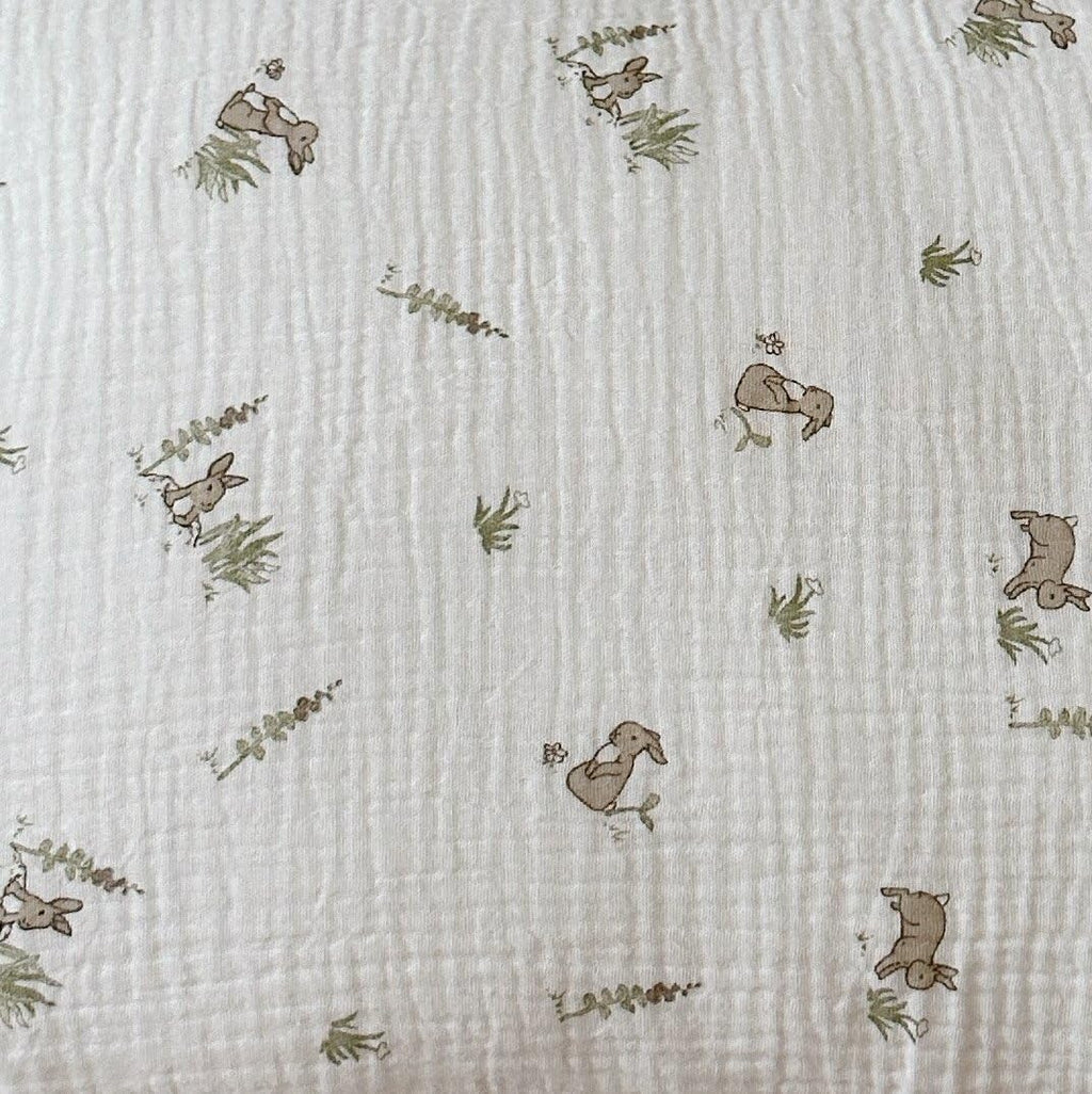 BuLuTu Muslin Toddler Pillowcase for Toddler Bed, Soft Breathable Standard Size Pillow Cover 20"x26", Animal Gray Bunny Toddler Pillow Case for Girls Boys Kids 1 2 3 4 5 6 Year Old, Envelope Closure