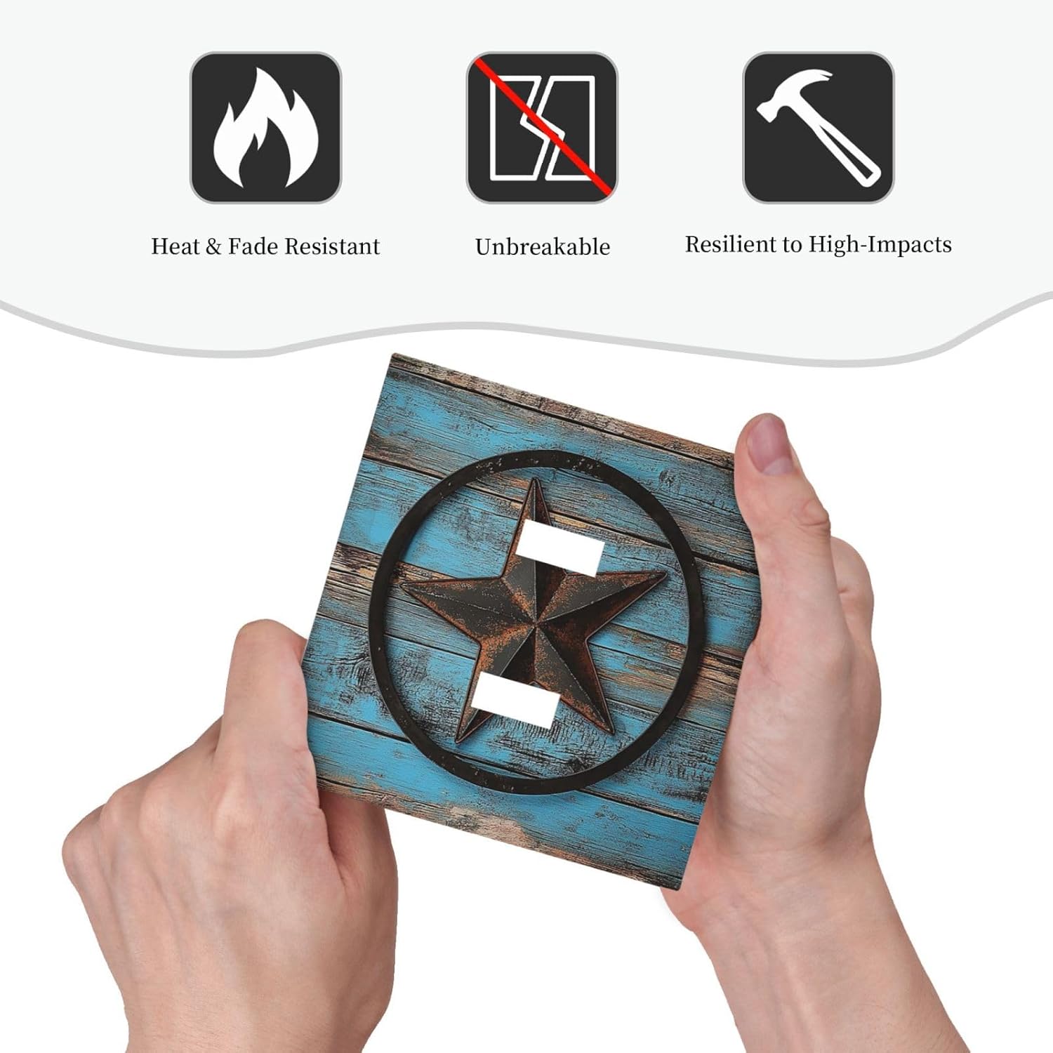 Decorative Switch Plates Rustic Wood Country Barn Texas Star On Teal 2 Gang Double Toggle Outlet Light Switch Cover Wall Plate Electrical Faceplate For Farmhouse Cabin Decor