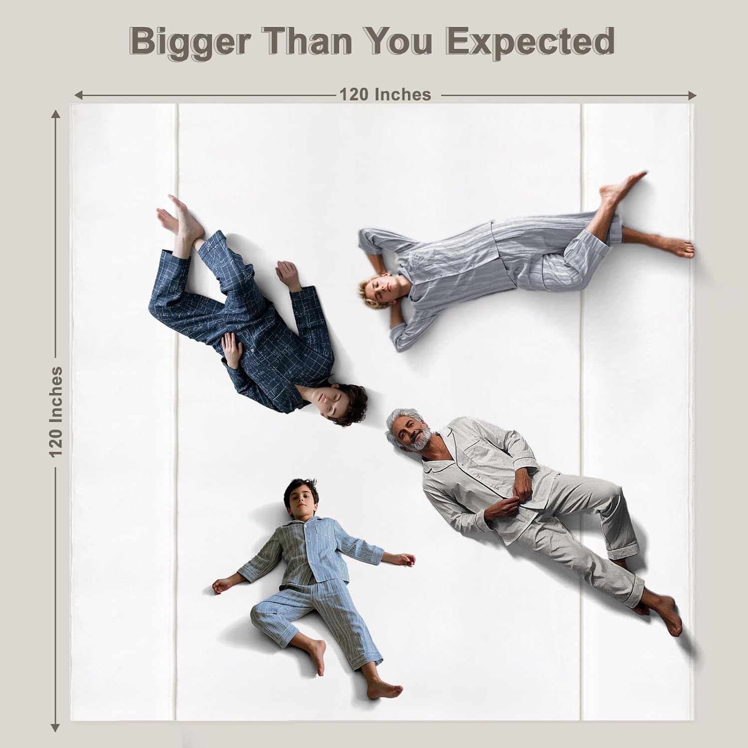 PHF Oversized King Fleece Blanket 120"x120", No Shed No Pilling Big Soft Blanket, Extra Large 10'x 10' Lightweight for Bed, Sofa Travel and Camping, Suitable for All Season, White