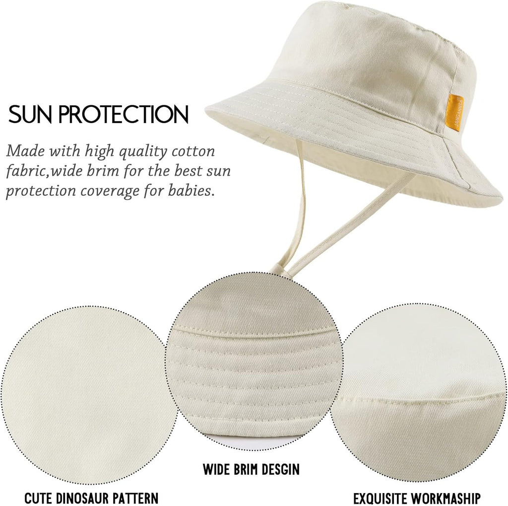 JANGANNSA Cotton Baby Sun Hat Infant Toddler Boys Girls Bucket Hats Summer Sun Protection Kids Beach Caps