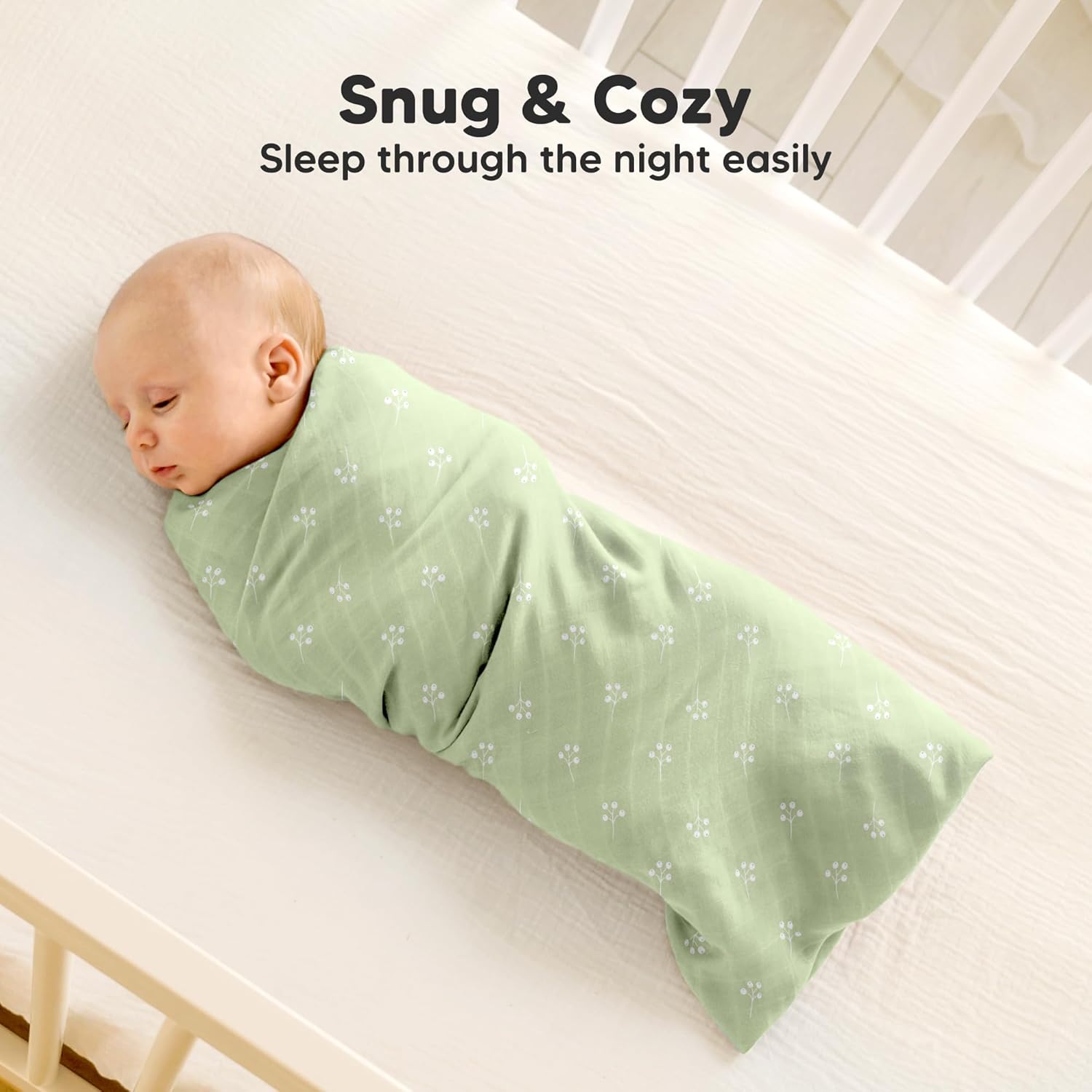 4-Pack Muslin Swaddle Blankets for Boys, Girls - Organic Baby Swaddles for Newborns, Soft & Breathable Receiving Baby Blankets for Girl, Boy, Neutral, Newborn Essentials Gift (Wild Bloom)