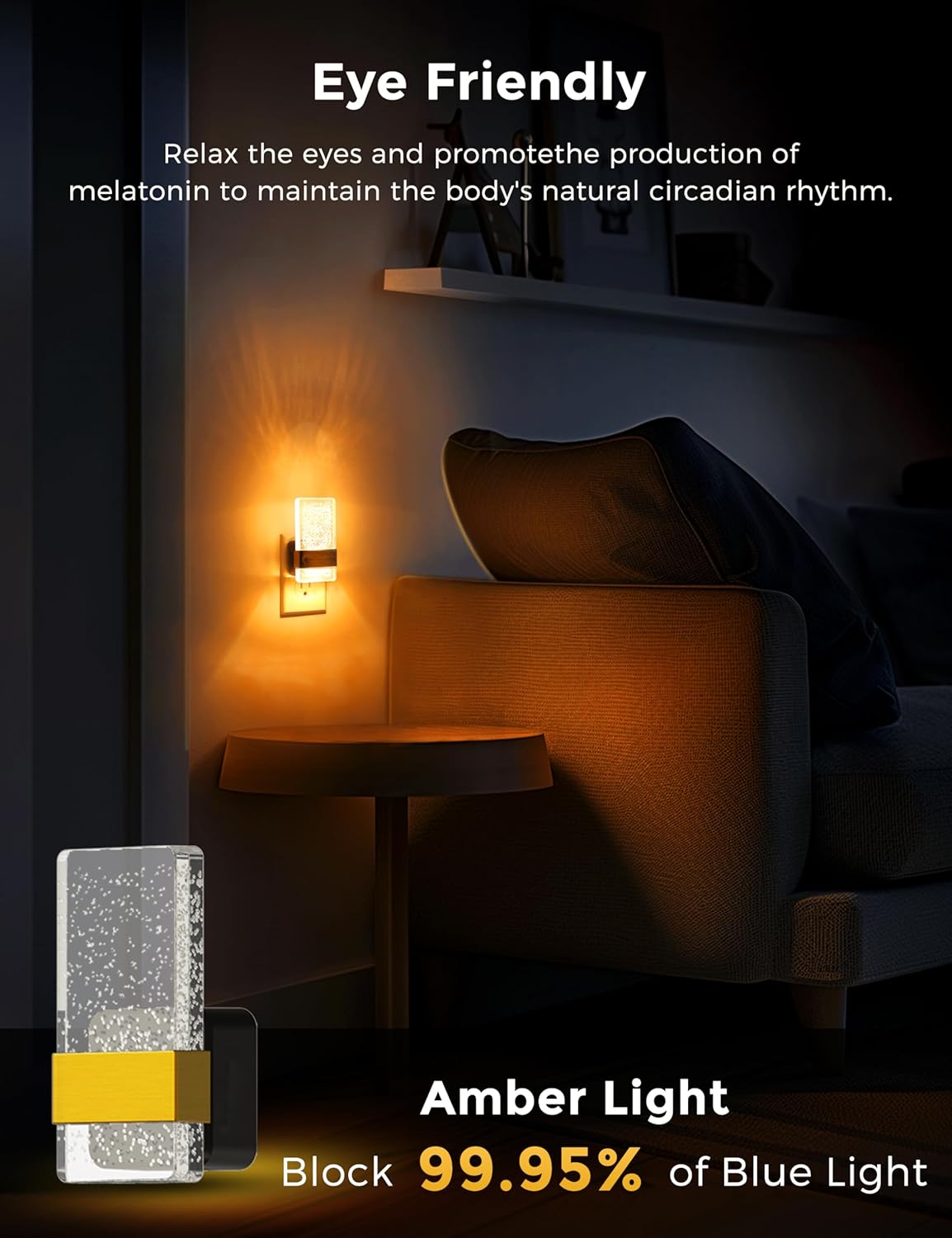 L LOHAS LED Night Light [2 Pack], Amber Night Lights Plug Into Wall, Dusk to Dawn Sensor, 0-100LM LED Dimmable Nightlight, Automatic Low Blue Nightlights for Kids, Bathroom, Hallway, Stairway