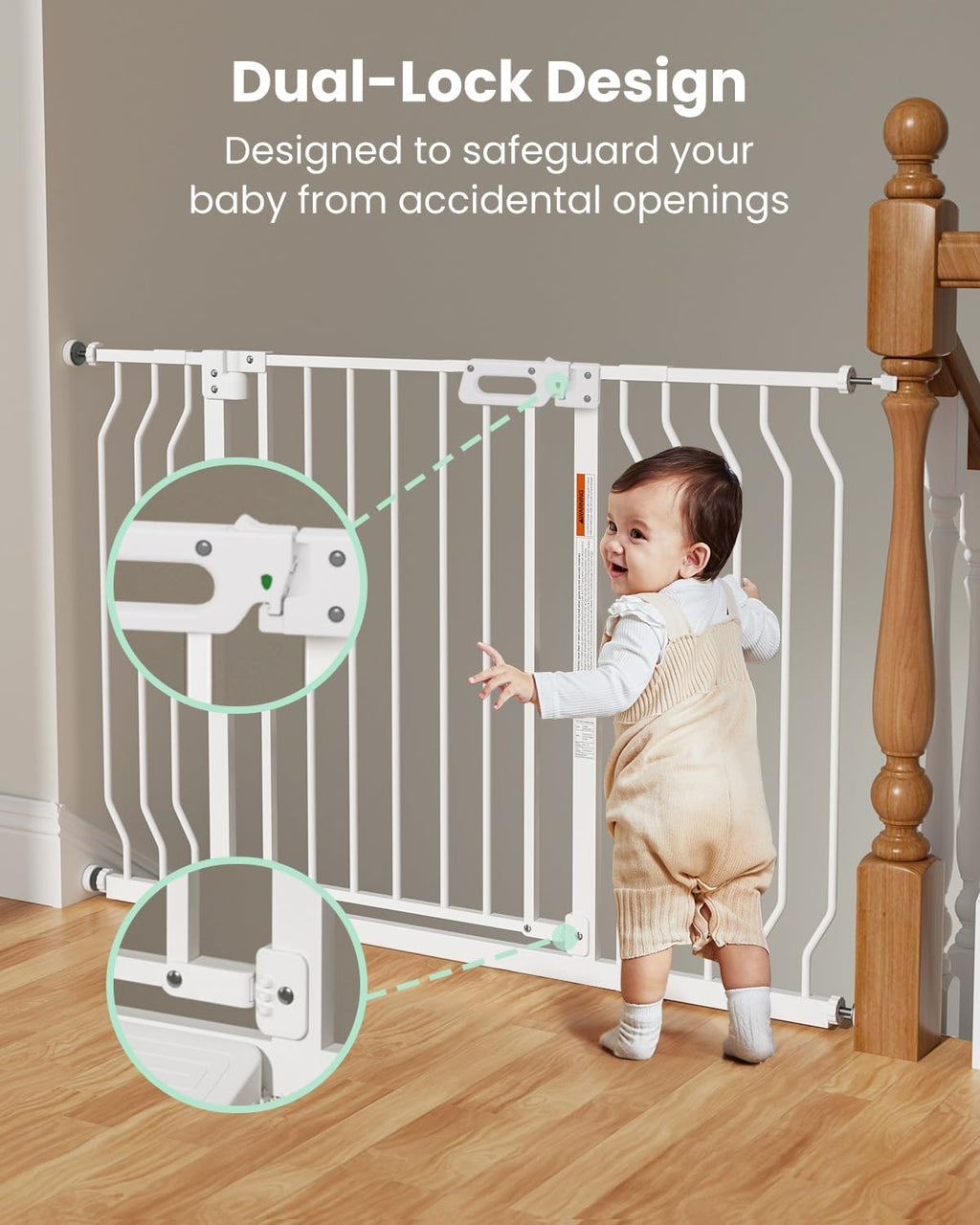 Mom's Choice-GROWNSY Baby Gate for Stairs, 29"-43" Pressure Mounted Pet Gate for Doorways-Auto Close Dog Gate for The House-Easy Installation & Walk Thru Wide Safety Gate