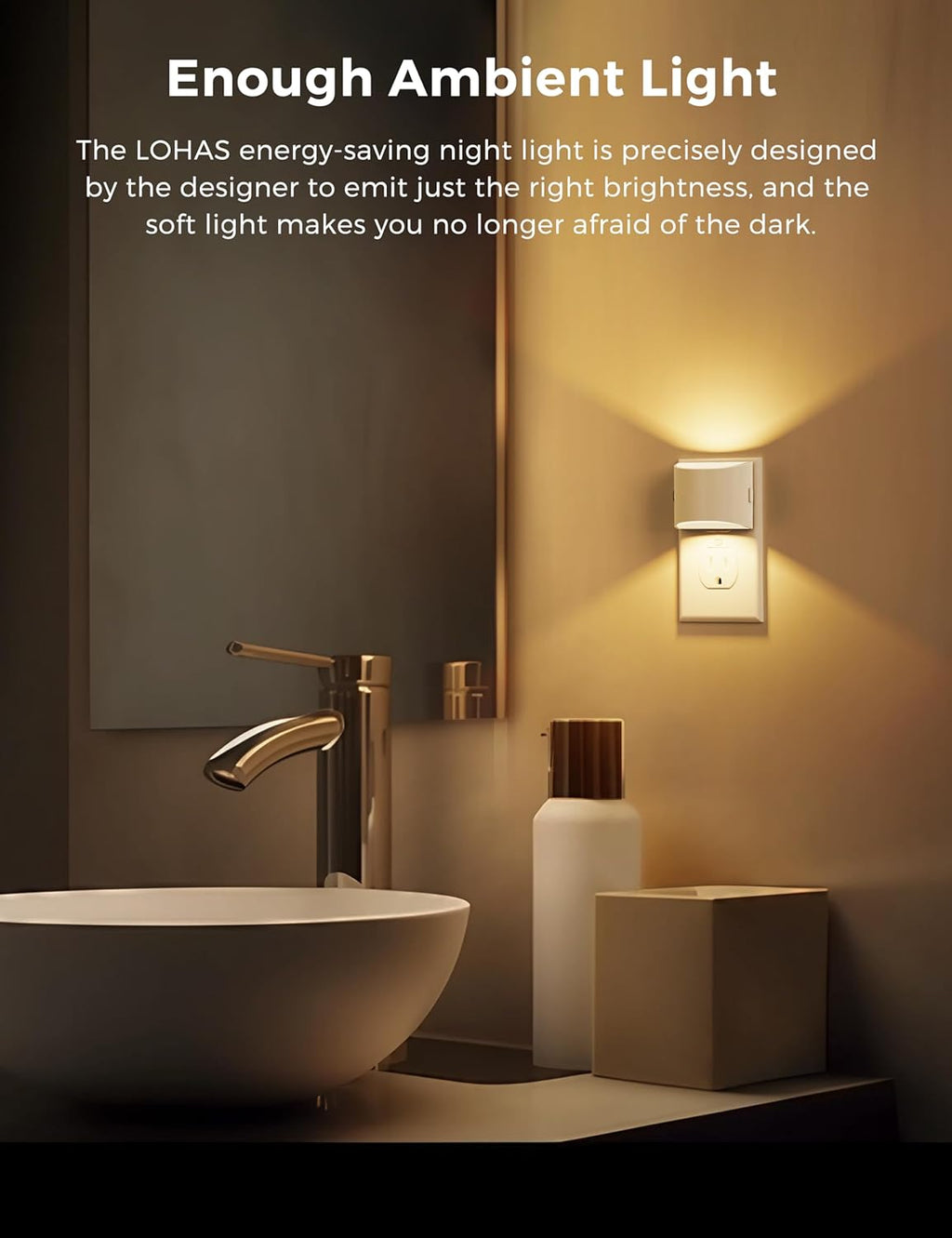 L LOHAS LED Night Lights Plug into Wall, Dimmable Night Light with 3 Level Brightness, 3000K Soft White, 2 Pack, White Housing