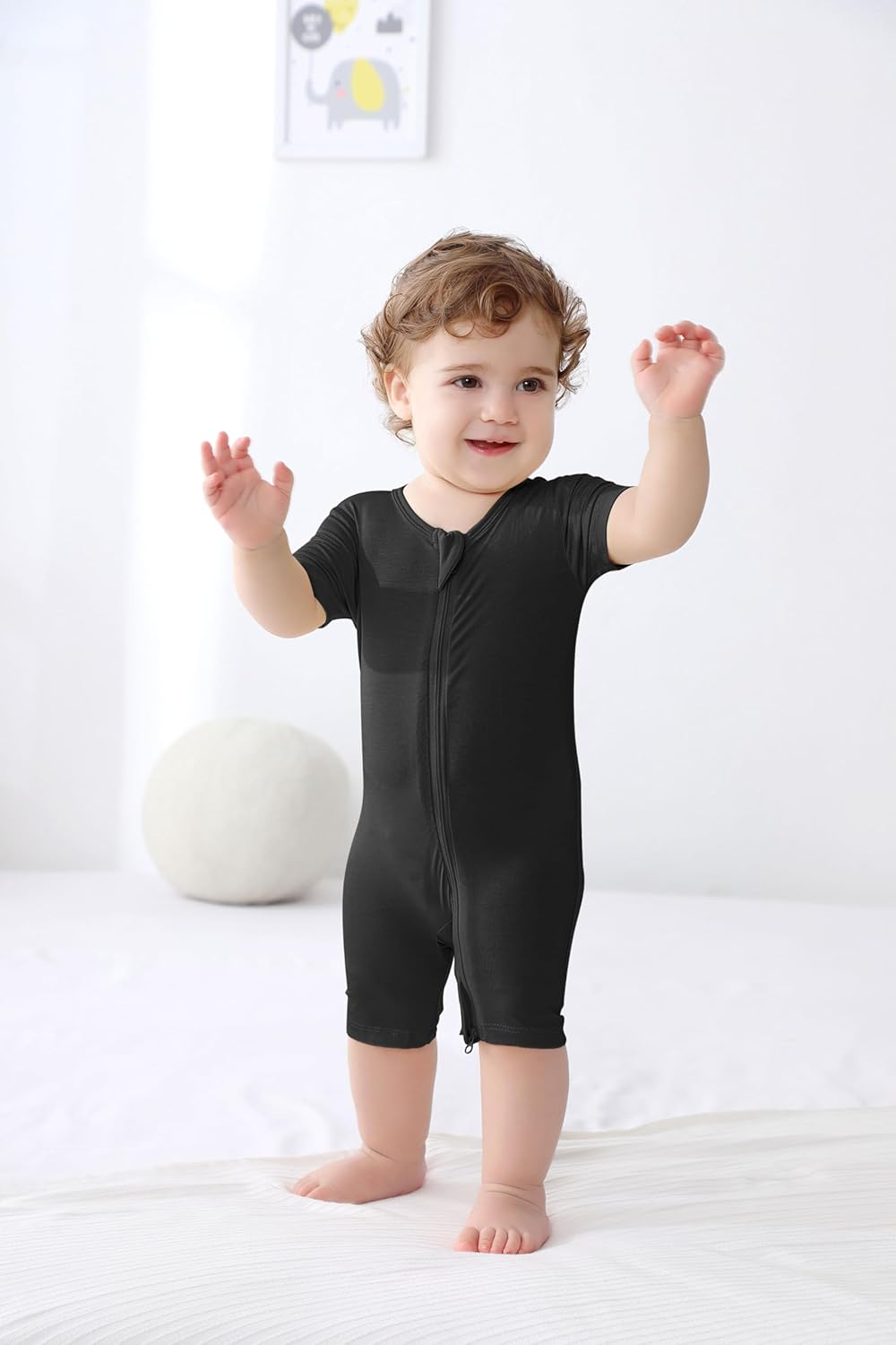 GUISBY Rayon made from bamboo Baby Pajamas Short Sleeve Footless Rompers 2 Way Zipper Sleeper for Baby