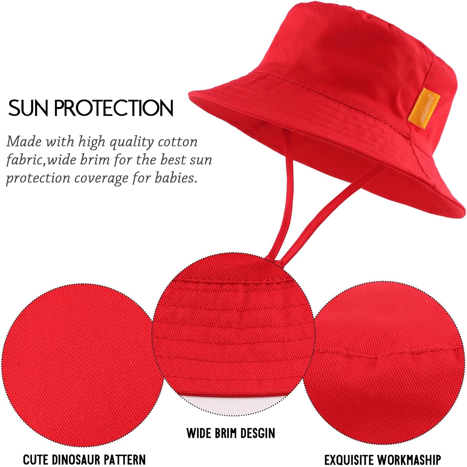 JANGANNSA Cotton Baby Sun Hat Infant Toddler Boys Girls Bucket Hats Summer Sun Protection Kids Beach Caps