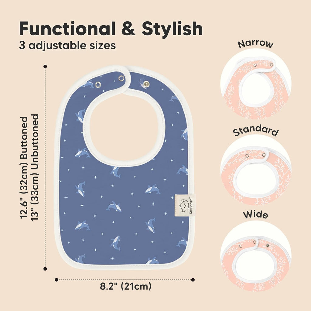KeaBabies 8-Pack Organic Baby Bibs for Boys, Girls - Super Absorbent Cotton Drool Bibs for Baby Girl & Boy, Teething Toddler, Drooling Newborn, Ultra Soft & Machine Washable (Marine Muse)