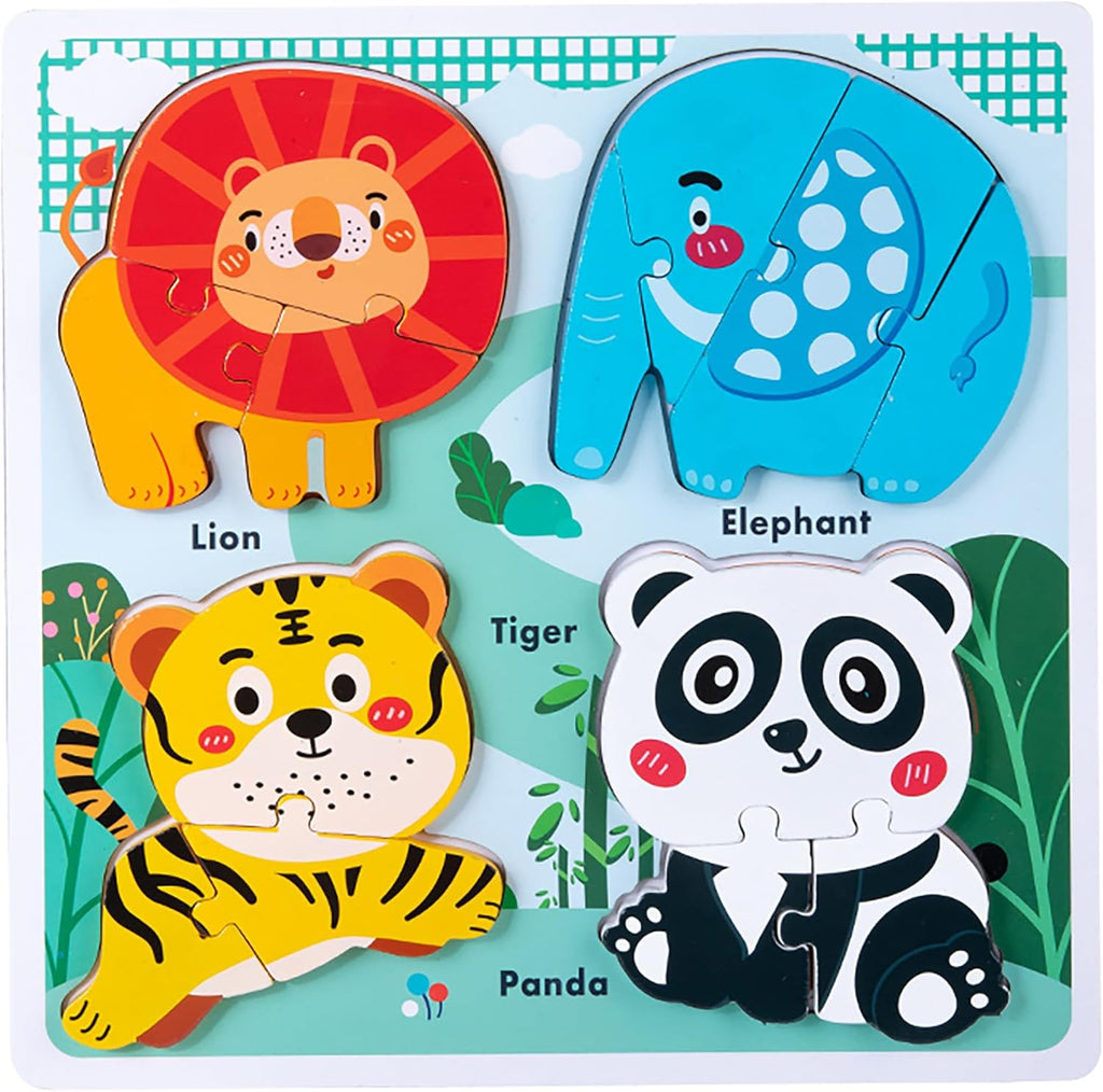 Zoo Safari Animal Toddler Puzzles Ages 1-3, Wooden Puzzles for Toddlers 2-4, Fun Educational Toys for 18-36 Months Baby,Crafted Wood Birthday Gifts for 24+ Month Little Girls Boys