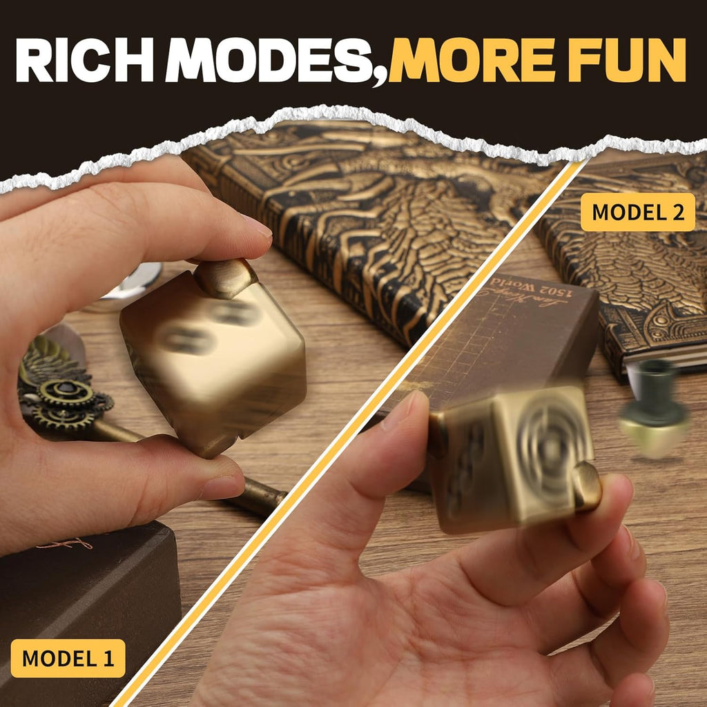 Metal Infinity Cube Fidget Spinner for Kids Adults, 2-in-1 Magnet Dice Fidget Hand Toys Focus Finger Spinning Toy, Stress Relief Hand Spinner for Boys Men, Kinetic Desk Toy for Autism Anti Anxiety