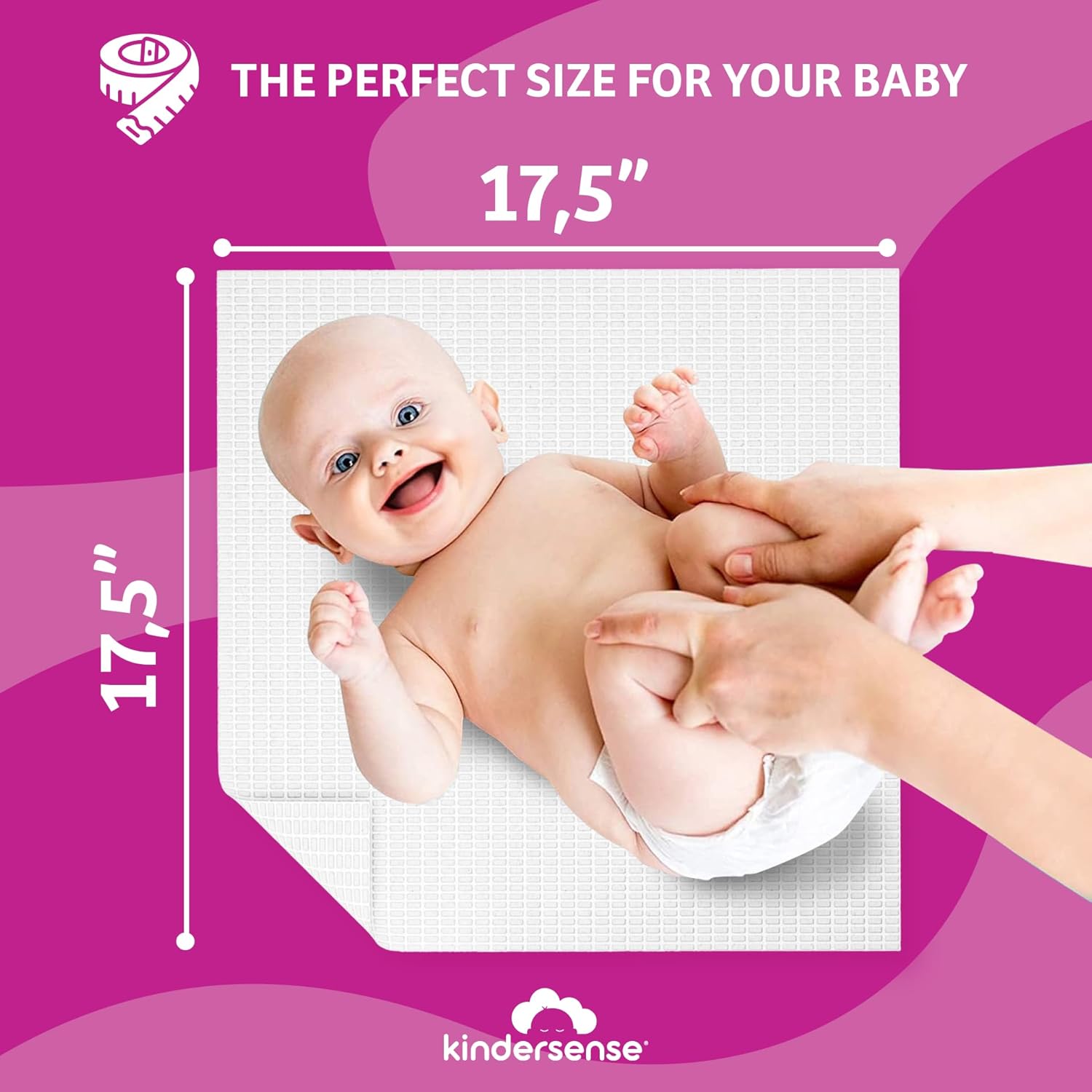 KinderSense - Disposable Changing Underpads for Baby Diaper (80 Pack) Extra Large (17.5" x 17.5") Portable Pee Pad Waterproof & Leak Proof Underpad Mat Incontinence Protection - Absorbent Changing Mat